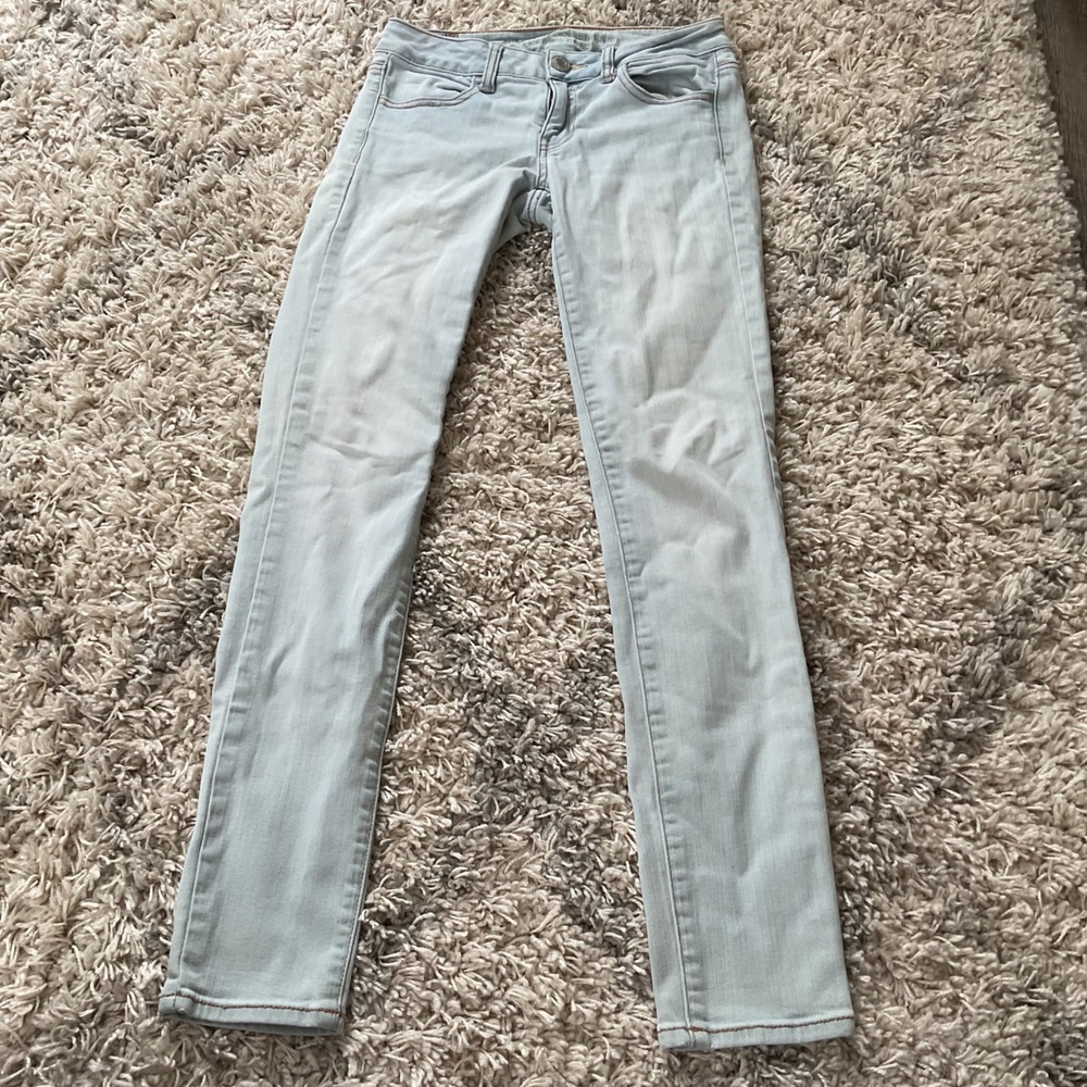 American Eagle Outfitters Jeggings Light Wash Blue Denim Jeans Size 0 Regular